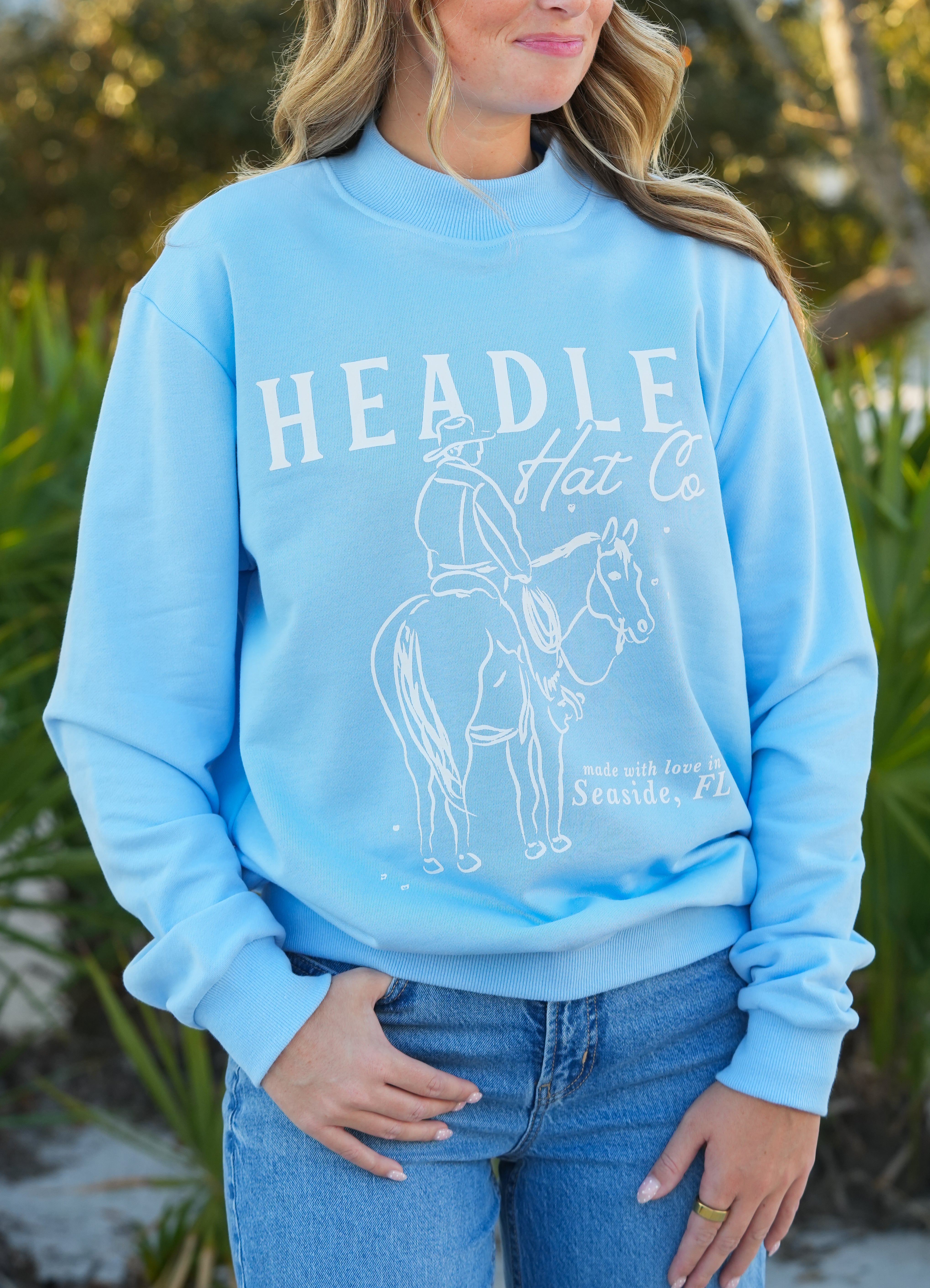 Blue Mock Neck Sweatshirt
