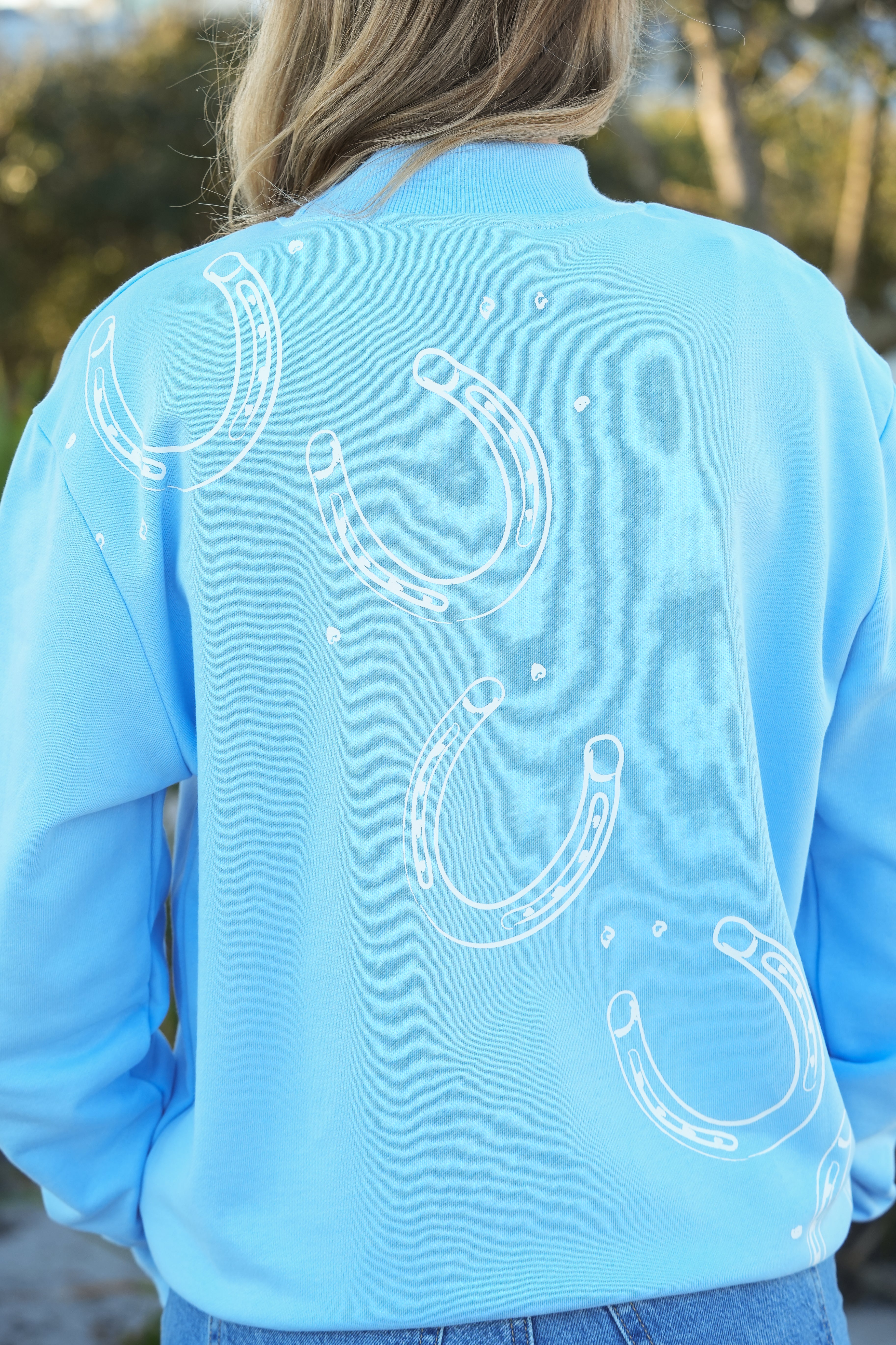 Blue Mock Neck Sweatshirt