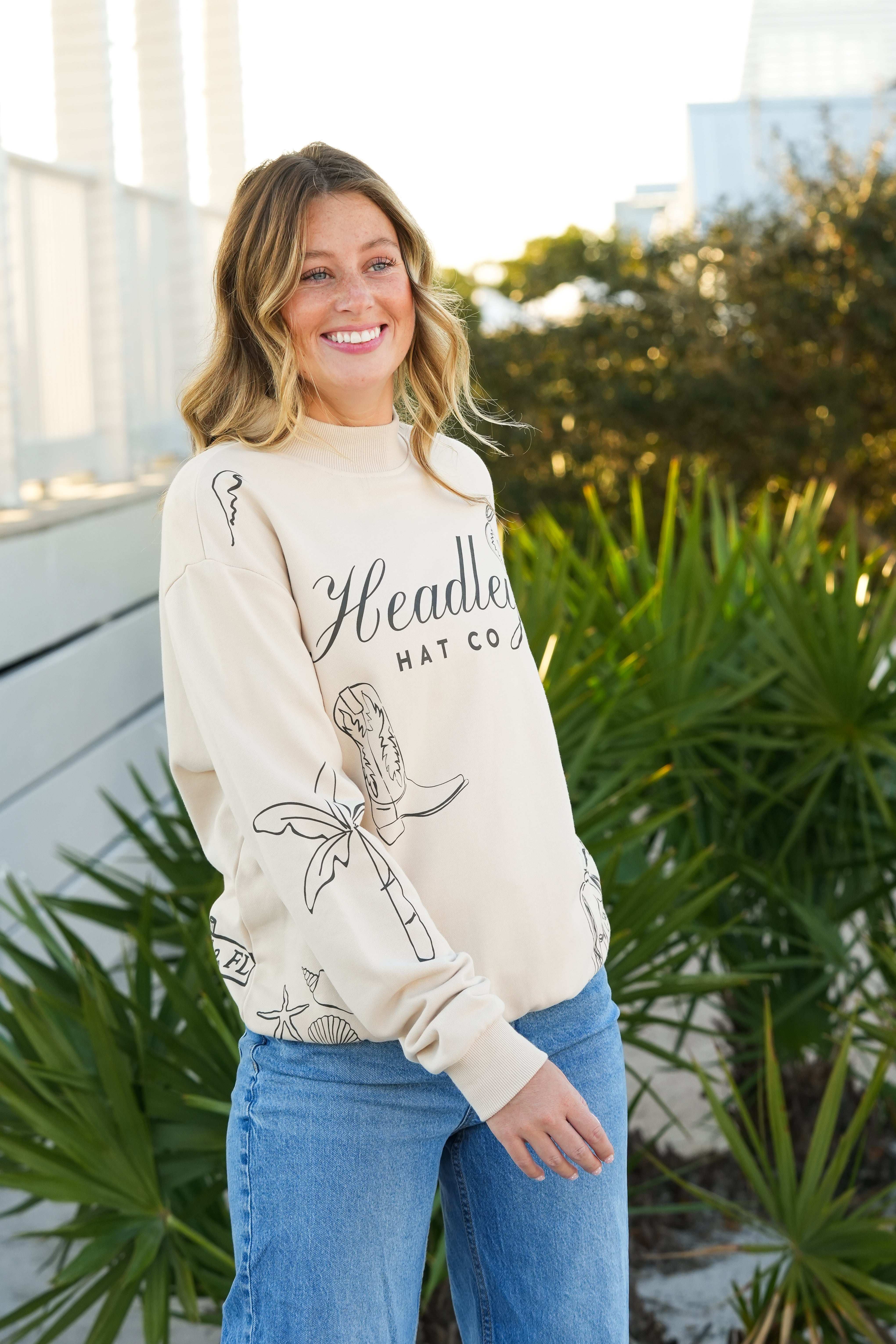 Tan Mock Neck Sweatshirt